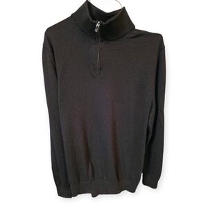 Reiss Men's Dark Burgundy 1/4 Zip 100% Wool Sweater